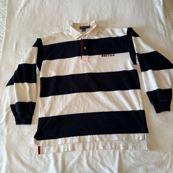 Nautica Other - 🔥 VINTAGE 90s NAUTICA Rugby Shirt | Navy & White Stripe | Men’s XL | Grail